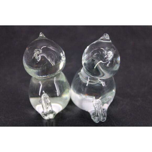 CAT FIGURINE ART GLASS 3" SET PAIR - Picture 4 of 7